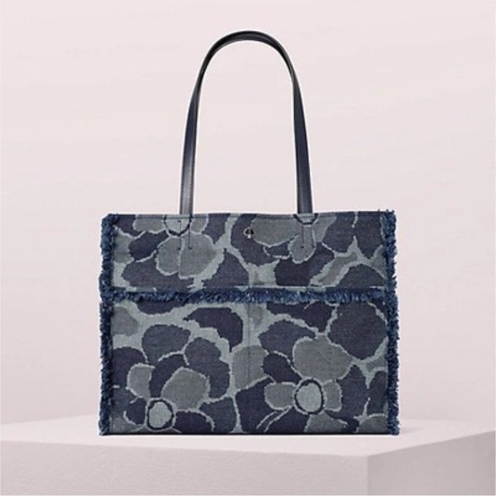 NOT 4sale Kate Spade Sam Blue Denim Floral Shoulder Tote Bag
